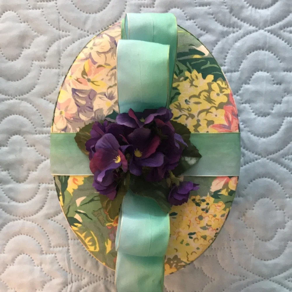 Set of 3 Fabric Floral Decorative Boxes w/ Ribbons Faux Flowers + 2 Heart Boxes - Picture 6 of 14